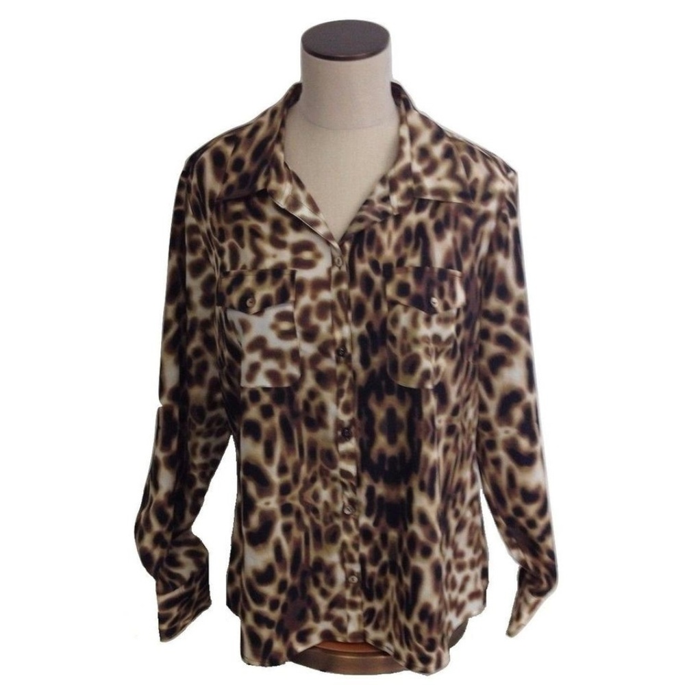 NWT Windsmoor English Designer Womens Size 14 or 16 Animal Print Blouse Top NEW